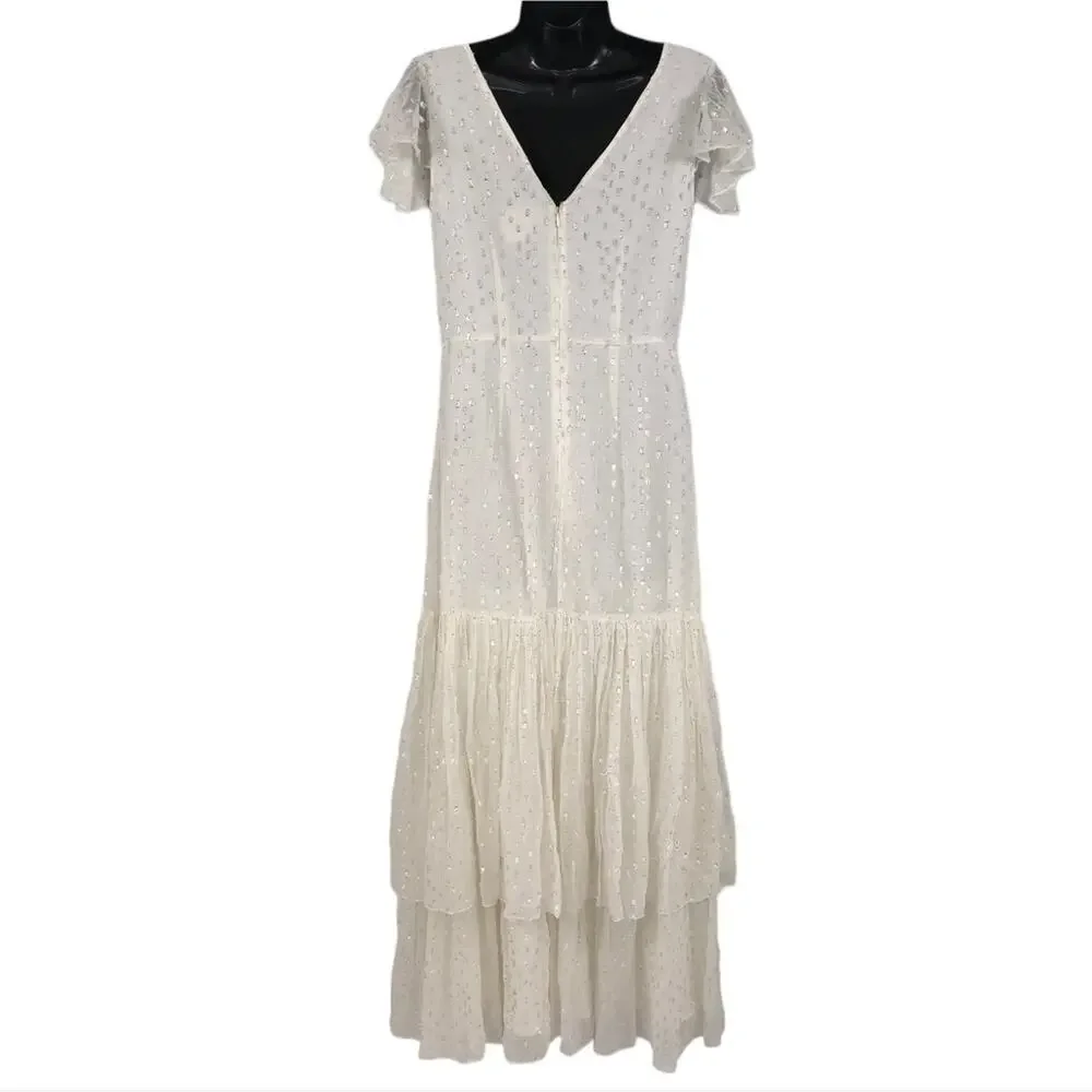 BHLDN Tiered Maxi Dress Minimalist Wedding Gown - Picture 8 of 14
